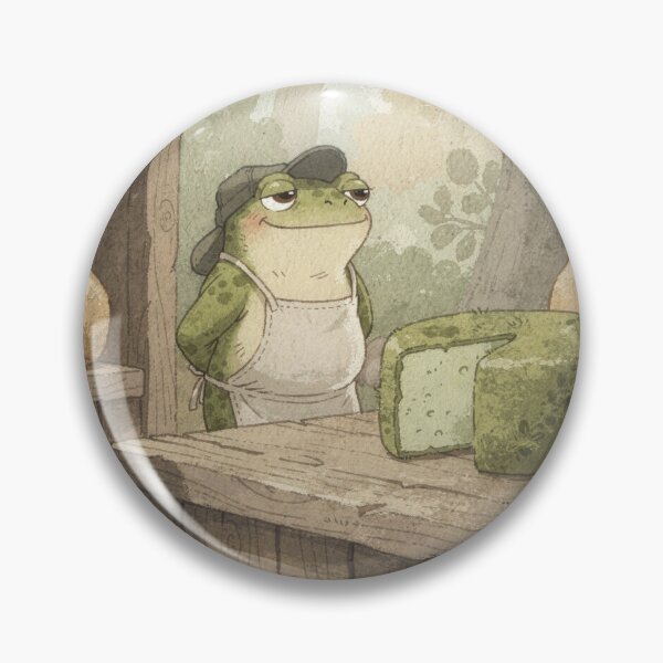 Item preview, Frog Cheesemonger Guarding a Wheel of Moss Cheese Cottagecore Art designed and sold by PictorialWhimsy.