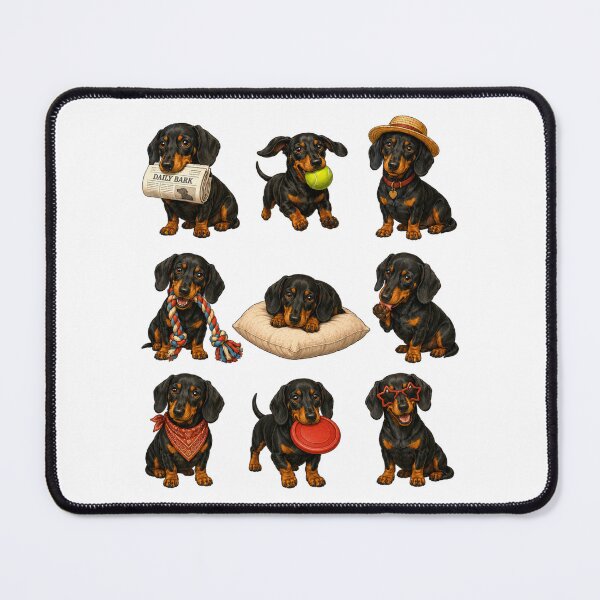 Item preview, Cute Black And Tan Dachshund Activity Mascot Grid designed and sold by ElcastDesigns.