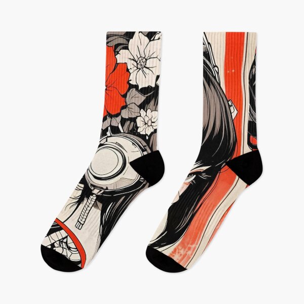 Item preview, Cyber Geisha Headphones | Japanese Futuristic Anime Girl | Neo Tokyo Floral Portrait | Cyberpunk Ink Illustration designed and sold by Dyan4.