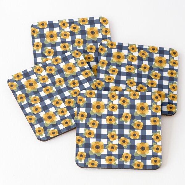 Item preview, Sunflowers on Navy Plaid designed and sold by RebelCatStudios(RCS).