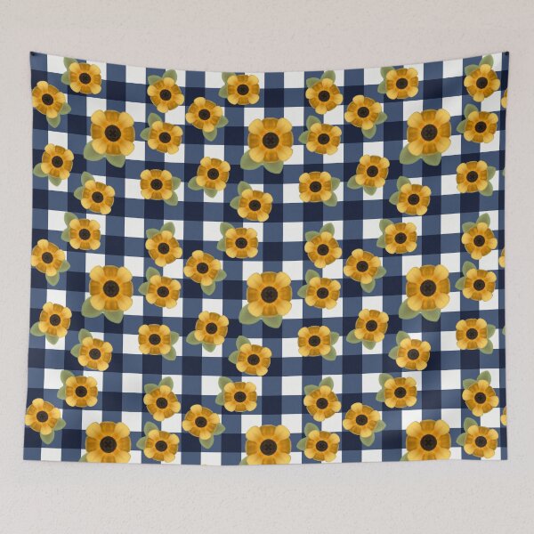 Item preview, Sunflowers on Navy Plaid designed and sold by RebelCatStudios(RCS).