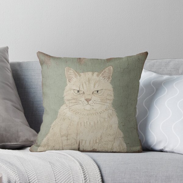 Item preview, Cream Cat Judging You From the Top of the Fridge Folk Art designed and sold by PictorialWhimsy.