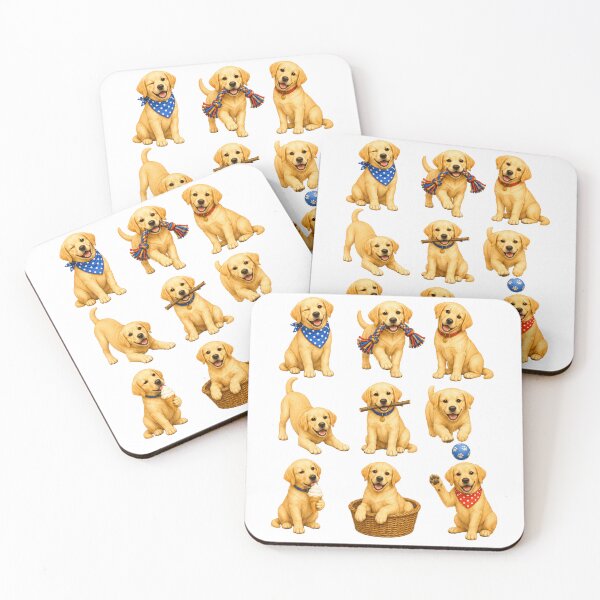 Item preview, Cute Yellow Labrador Puppy Activity Mascot Grid designed and sold by ElcastDesigns.