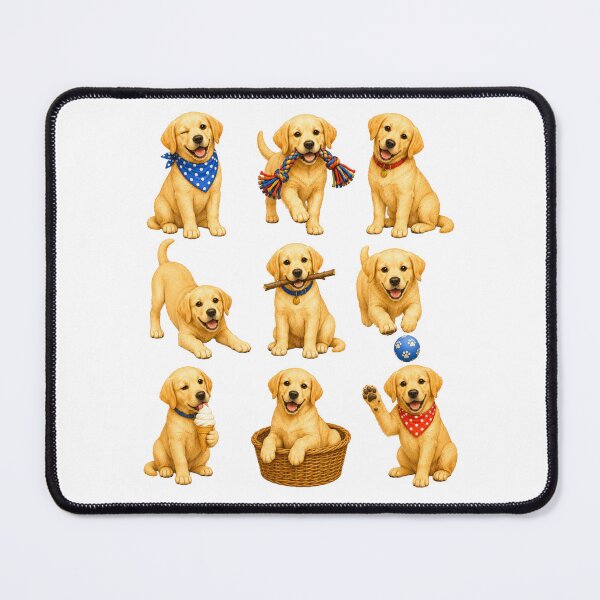 Item preview, Cute Yellow Labrador Puppy Activity Mascot Grid designed and sold by ElcastDesigns.