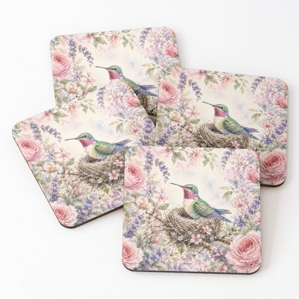 Item preview, Nesting Hummingbird Rose Garden Watercolor designed and sold by Diego Re.