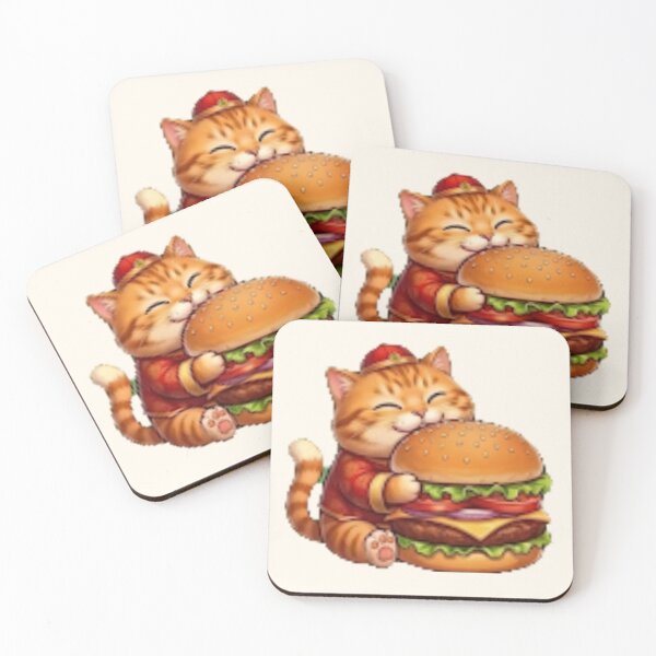 Item preview, Cute Fat Lucky Cat Eating Hamburger designed and sold by BestBayCA.