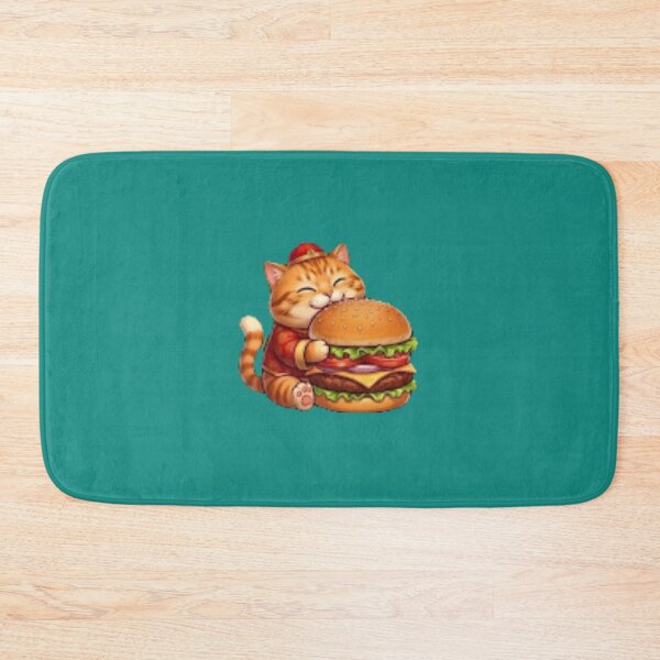 Item preview, Cute Fat Lucky Cat Eating Hamburger designed and sold by BestBayCA.