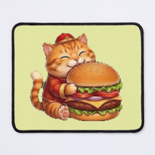 Item preview, Cute Fat Lucky Cat Eating Hamburger designed and sold by BestBayCA.