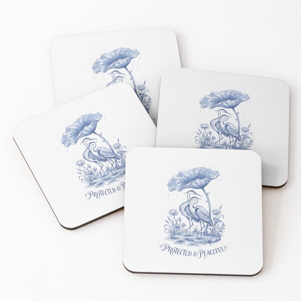 Item preview, Two Herons Rain Botanical Line Art Romantic Nature Merch designed and sold by SplashTastic.