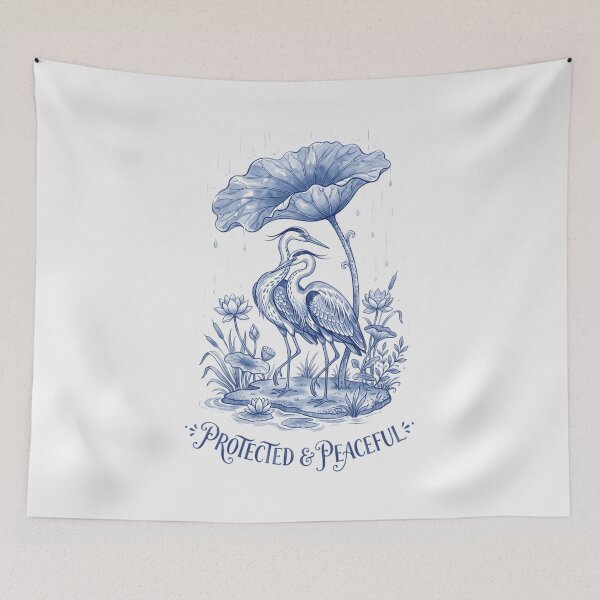 Item preview, Two Herons Rain Botanical Line Art Romantic Nature Merch designed and sold by SplashTastic.