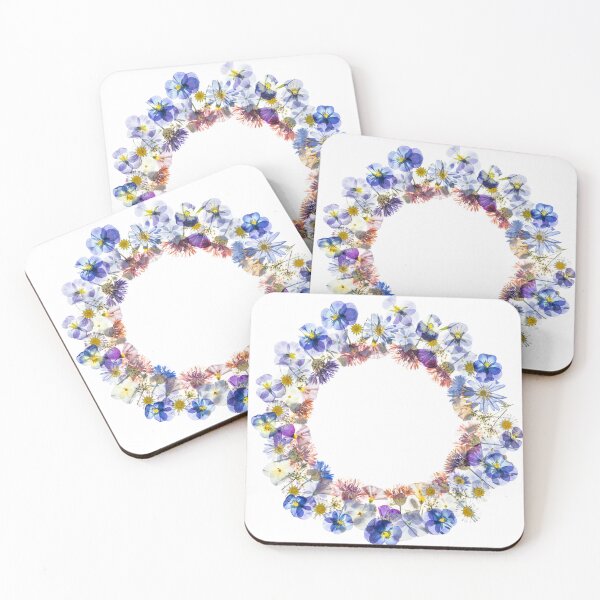 Item preview, Pressed Flower Wreath Blue And Purple Botanical Art designed and sold by Elżbieta  Kaps.