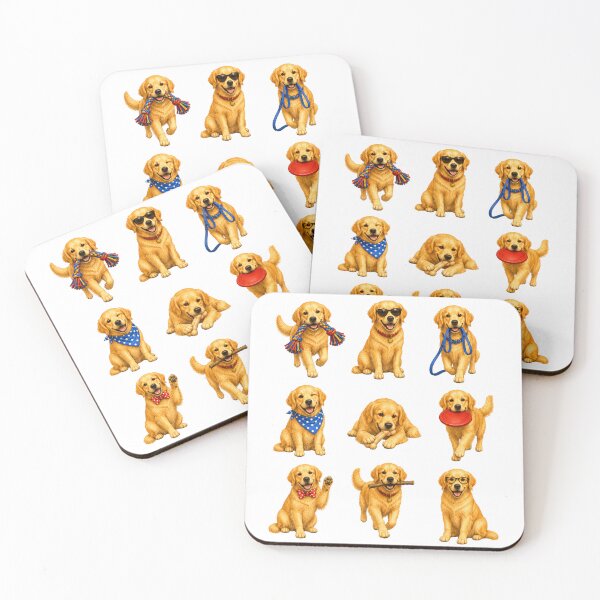 Item preview, Cute Golden Retriever Puppy Activity Mascot Grid designed and sold by ElcastDesigns.