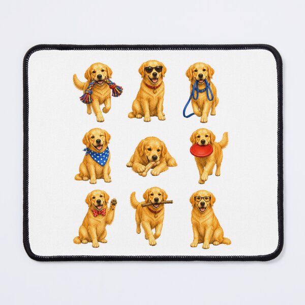 Item preview, Cute Golden Retriever Puppy Activity Mascot Grid designed and sold by ElcastDesigns.