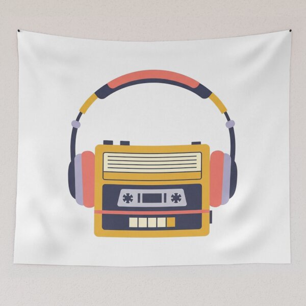 Item preview, Retro Cassette Player with Headphones designed and sold by TheDenimArt.