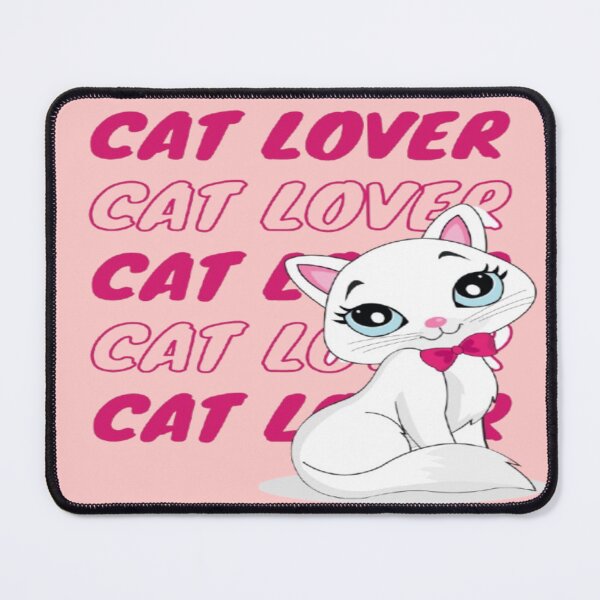 Item preview, Cute White Cat Marie Character Cat Lover Pink Typographic Art Print designed and sold by hetal66.