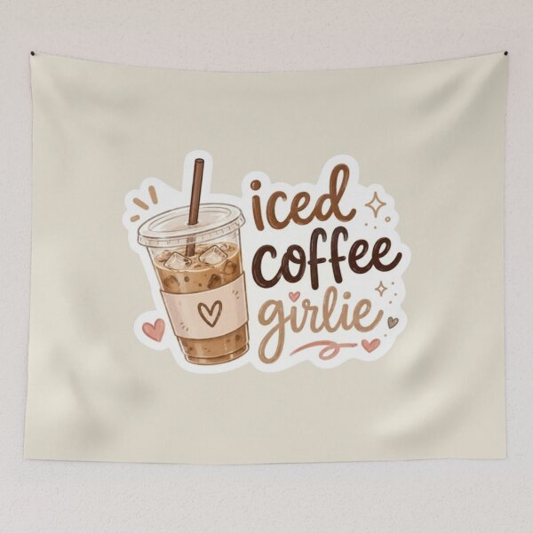 Item preview, Iced Coffee Girlie | Cute Aesthetic Coffee Lover Illustration designed and sold by Palette & Hue.
