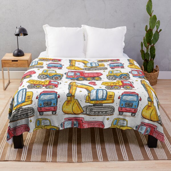 Item preview, Preschool Construction Trucks and Vehicles Print Pattern designed and sold by RichardRags.