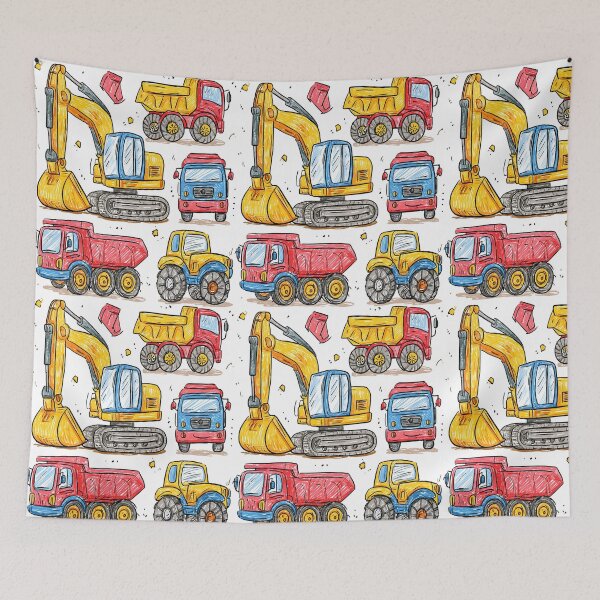 Item preview, Preschool Construction Trucks and Vehicles Print Pattern designed and sold by RichardRags.