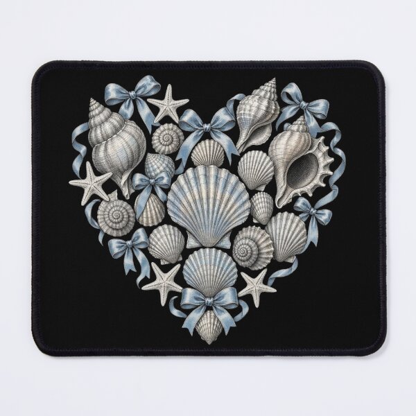 Item preview, Seashells Heart and Bows Coastal Vintage Ocean designed and sold by CF_VintageDesign.
