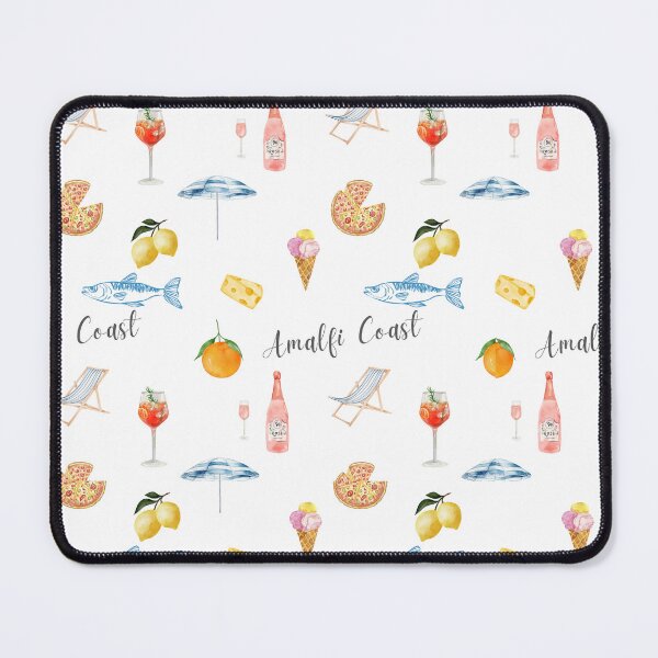 Item preview, Amalfi Coast Watercolor Pattern | Italian Summer Lemons, Aperol Spritz, Pizza & Beach Mediterranean Travel Illustration designed and sold by PaperyAndInk.