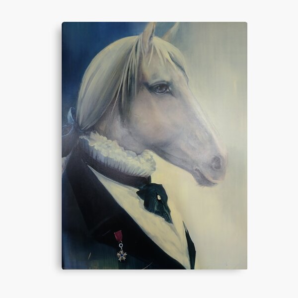 #Portrait of a #horse in #profile in #coat and with an #order. Quebec, #Quebec, Canada, #Canada, #funiculaire, #funiculer, Mane, #Mane Metal Print