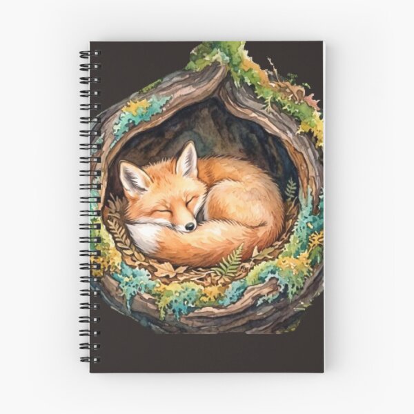 Item preview, Sleeping Fox in Tree Log Nest designed and sold by kchechare09art.