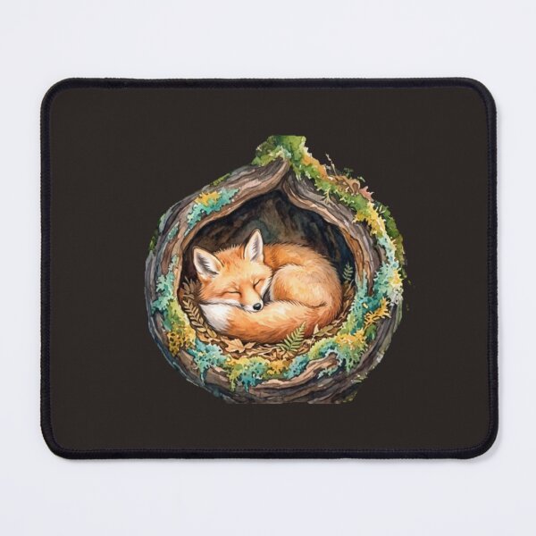 Item preview, Sleeping Fox in Tree Log Nest designed and sold by kchechare09art.