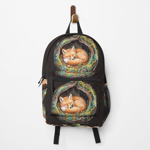 Item preview, Sleeping Fox in Tree Log Nest designed and sold by kchechare09art.