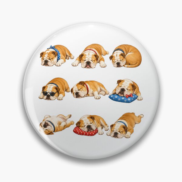 Item preview, Cute English Bulldog Sleeping Nap Mascot Grid designed and sold by ElcastDesigns.