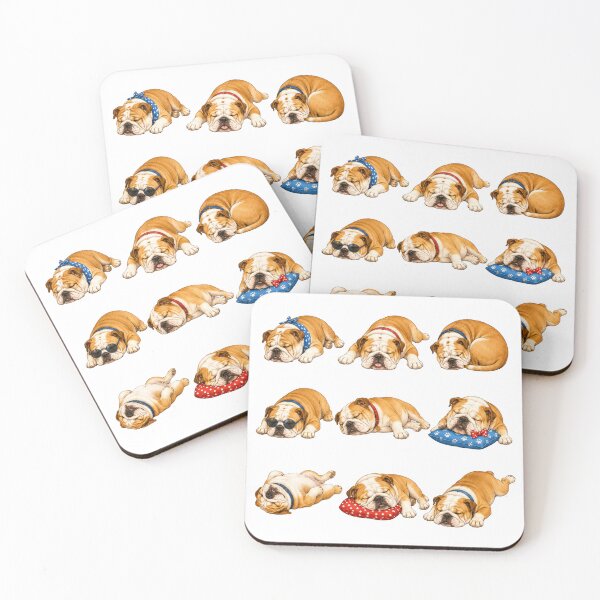 Item preview, Cute English Bulldog Sleeping Nap Mascot Grid designed and sold by ElcastDesigns.