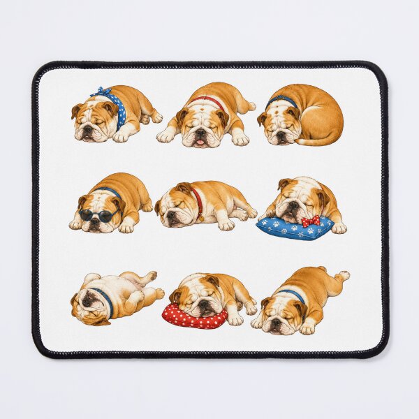 Item preview, Cute English Bulldog Sleeping Nap Mascot Grid designed and sold by ElcastDesigns.
