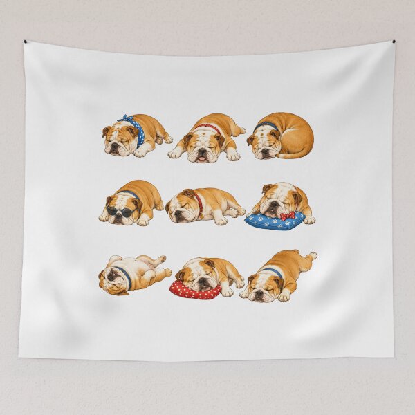 Item preview, Cute English Bulldog Sleeping Nap Mascot Grid designed and sold by ElcastDesigns.