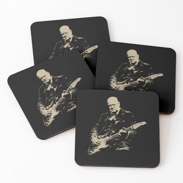 Item preview, winston churchill playing electric guitar rocker performance designed and sold by Layan Shehab.