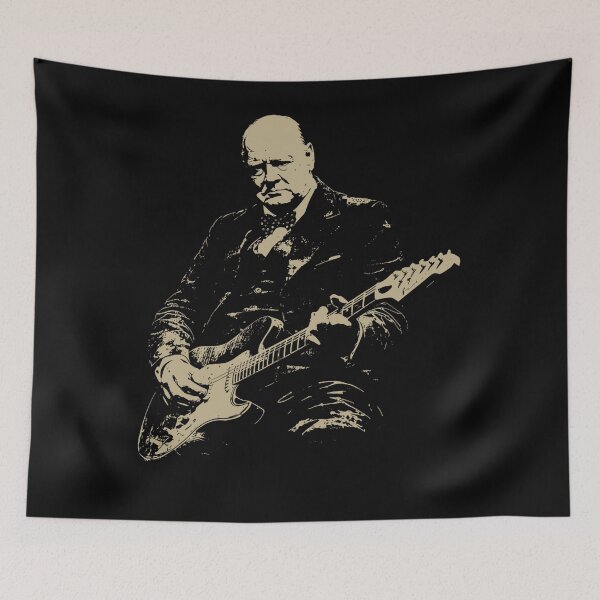 Item preview, winston churchill playing electric guitar rocker performance designed and sold by Layan Shehab.