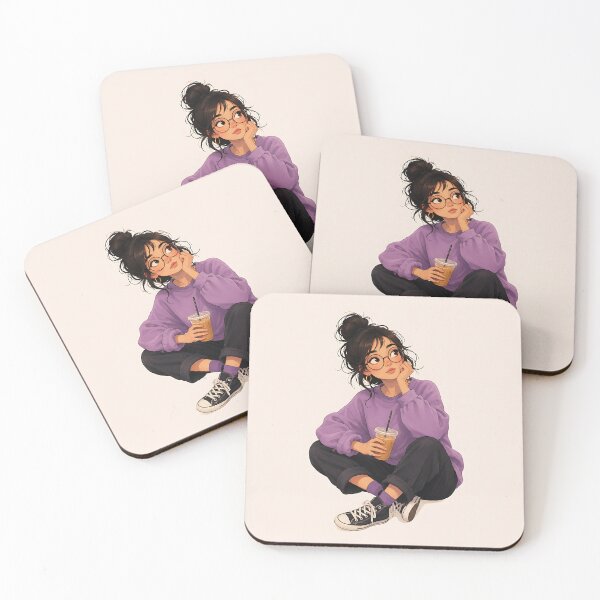 Item preview, Lavender Sweater Messy Bun Girl  designed and sold by Jaideep Walia.