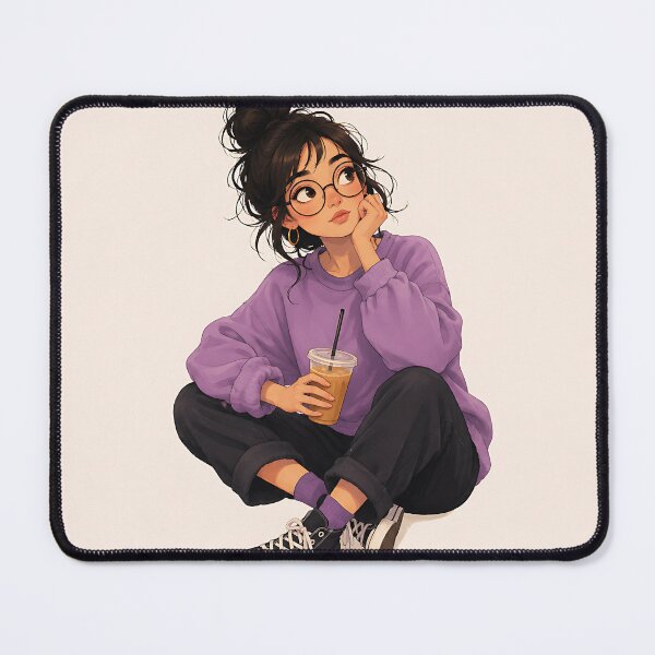 Item preview, Lavender Sweater Messy Bun Girl designed and sold by Jaideep Walia.