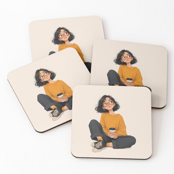 Item preview, Cozy Coffee Day Girl Illustration  designed and sold by Jaideep Walia.