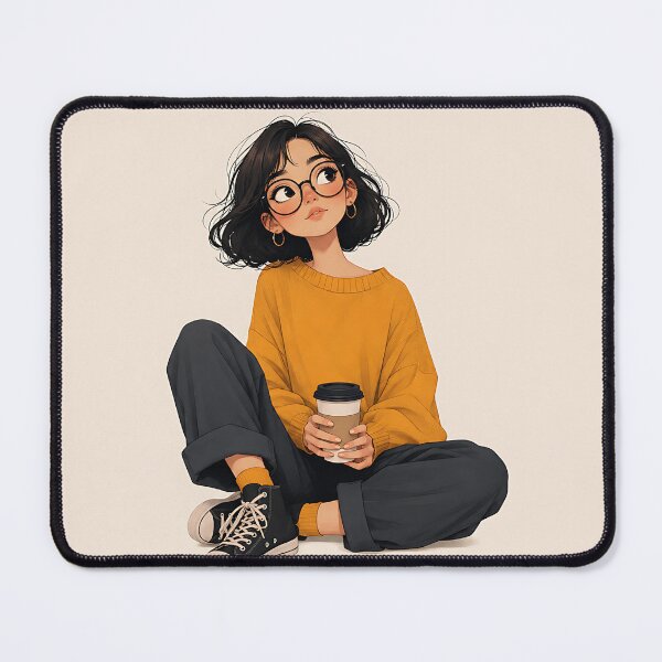 Item preview, Cozy Coffee Day Girl Illustration designed and sold by Jaideep Walia.