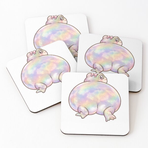 Item preview, Cute Holographic Frog Butt - Pastel Kawaii Frog with Bow designed and sold by Neurospicy Trolls.