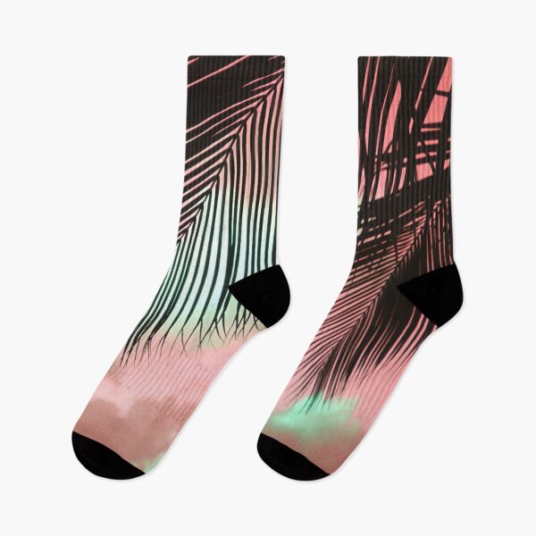 Item preview, Tropical Palm Leaves In Fantasy Pink, Green Sky designed and sold by DEC02.