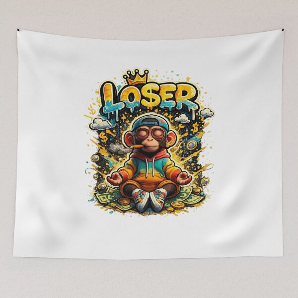 Item preview, Funny Meditating Monkey LOSER Graffiti Design designed and sold by Shakhbata-1.