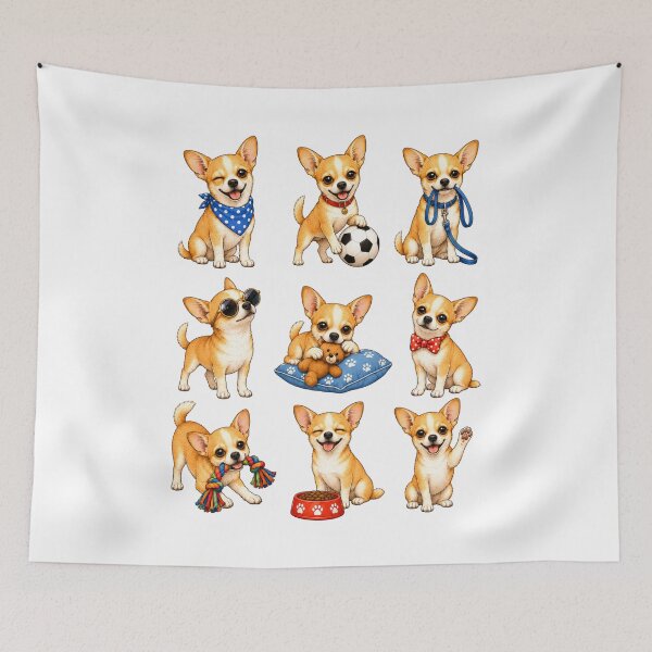 Item preview, Cute Fawn Chihuahua Puppy Activity Mascot Grid designed and sold by ElcastDesigns.