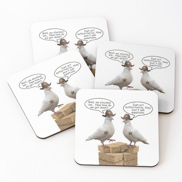 Item preview, Act Authoritative - Funny Cowboy Pigeon Hay Bale Meme Sticker designed and sold by Dollar-Bucks.