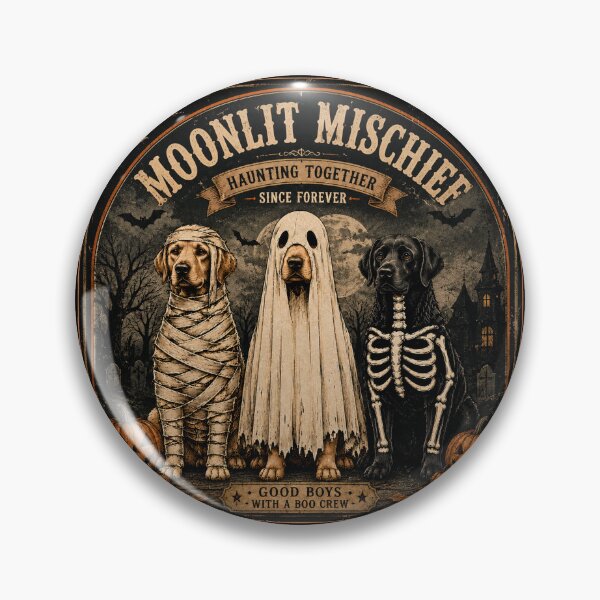 Item preview, Moonlit Mischief Halloween Dogs | Vintage Ghost Mummy Skeleton Labrador Halloween Art designed and sold by Spyshirt.