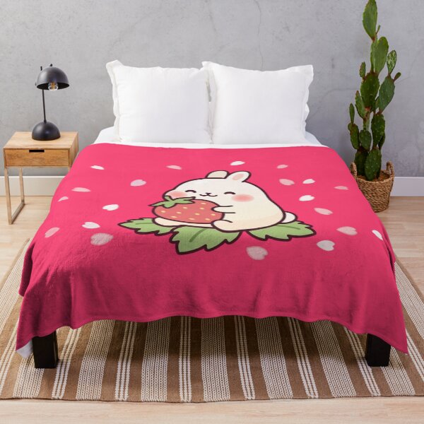 Item preview, Cute Kawaii Strawberry Bunny - Cottagecore Pastel Rabbit Art designed and sold by ZyloPrints.