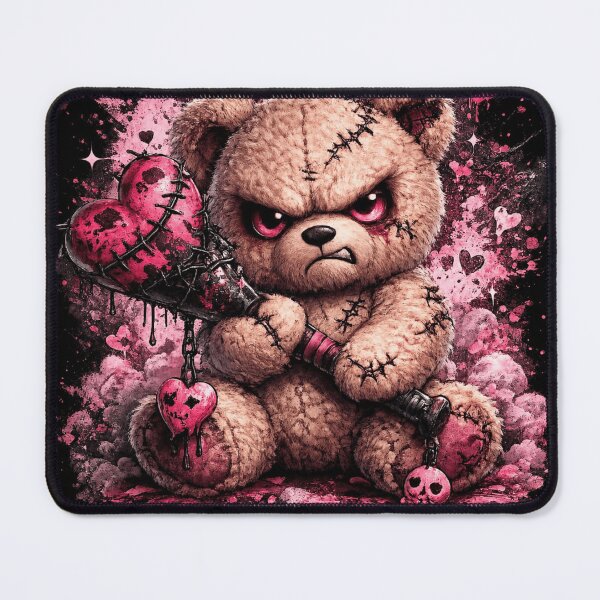 Item preview, Angry Teddy Bear with Pink Hearts Gothic Kawaii Graphic designed and sold by EssentialsWear.