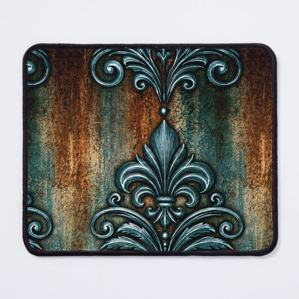 Item preview, Ornate Teal Fleur-de-Lis on Rusted Iron designed and sold by Piotrek0001.