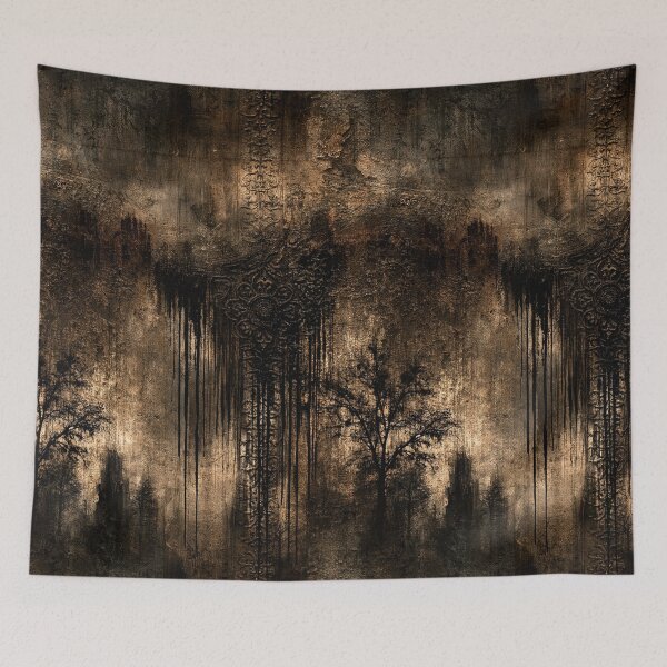 Item preview, Misty Forest Silhouette on Rusted Metal designed and sold by Piotrek0001.
