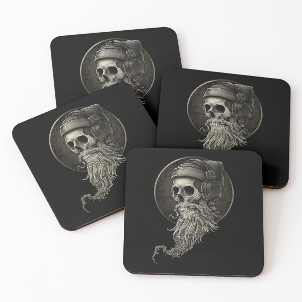 Item preview, viking vintage skull beard with headphone designed and sold by Shoshta.