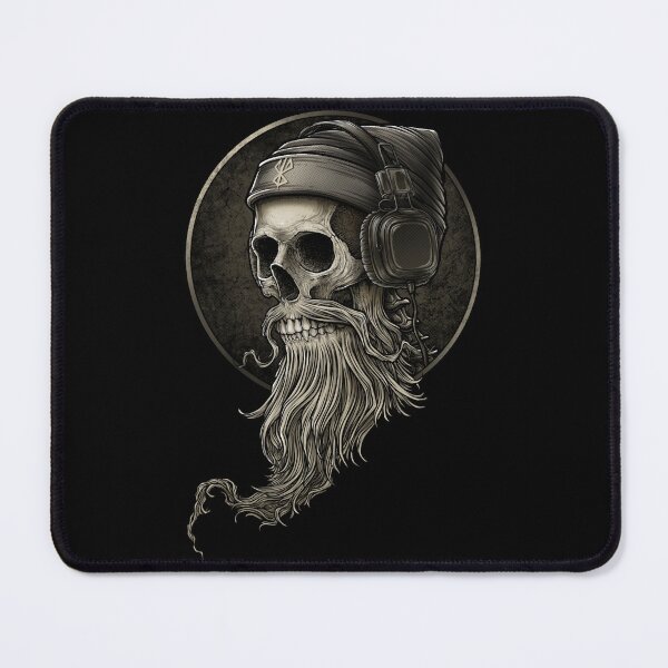 Item preview, viking vintage skull beard with headphone designed and sold by Shoshta.